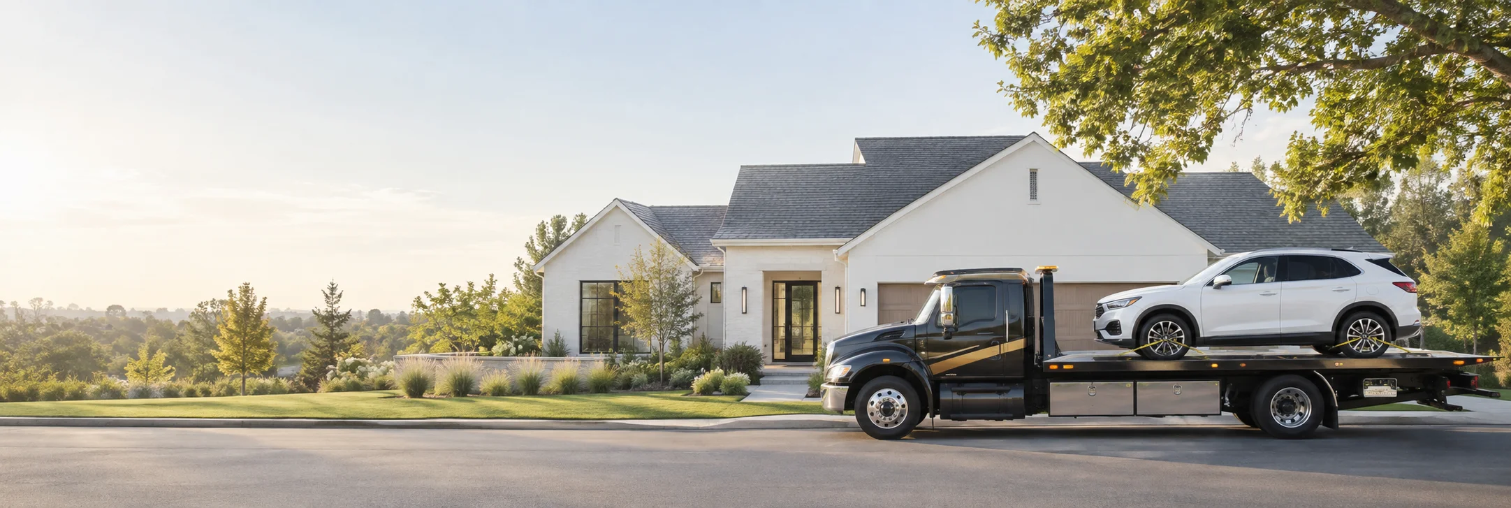 Illustration of a vehicle arriving by carrier at a home